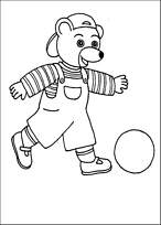 coloriage petit ours brun joue au foot